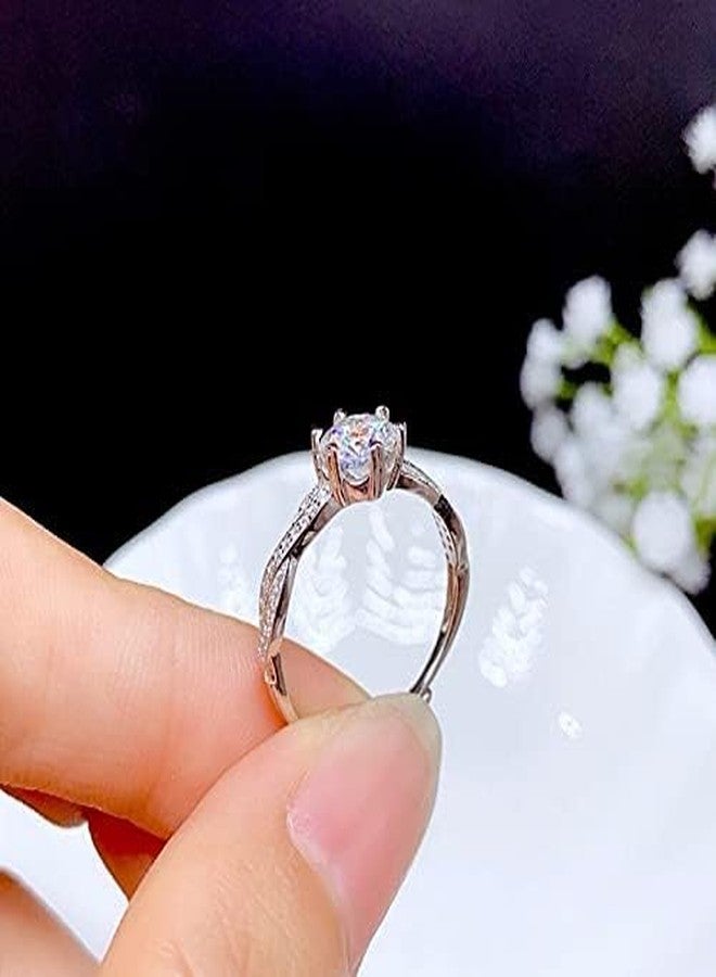 RKKOJJO Shiny Full Diamond Ring 1Carat Round Cut Cubic Zirconia Promise Wedding Ring for Women Silver Ring CZ Cocktail Ring Eternity 950 Platinum Simulate Moissanite Ring Adjustable Ring 019 - Image 5